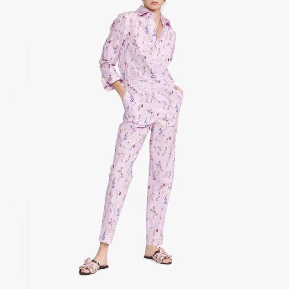 NWT Cynthia Rowley‎ Harley Pink Floral Cotton Jumpsuit Size XL